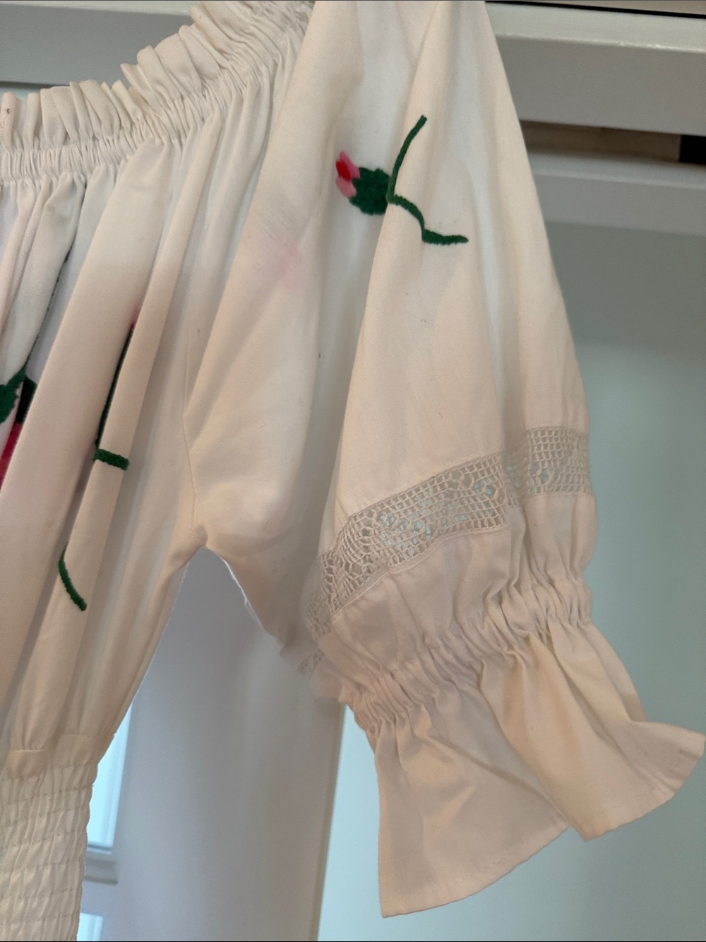 Mi Golondrina White Maxi Dress with Pink Floral Embroidery - Picture 6 of 8
